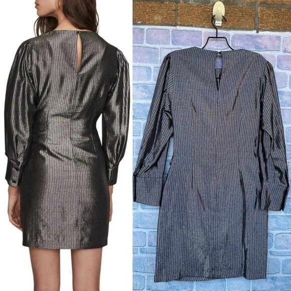 Maje Ralery Mini Dress in Argent Silver size 36/4 - Picture 4 of 15